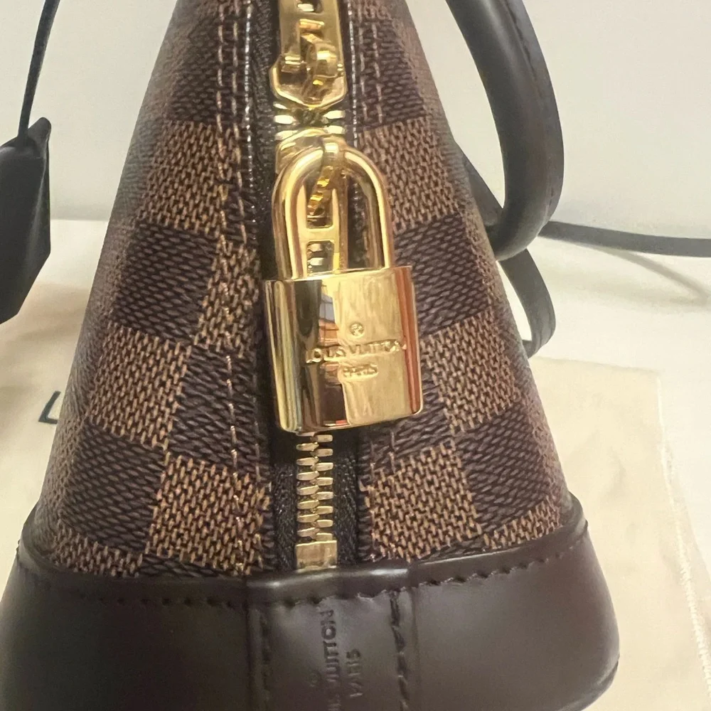 Louis Vuitton Brown Damier Ebene Mini Handbag with Gold Hardware